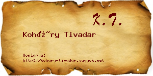 Koháry Tivadar névjegykártya
