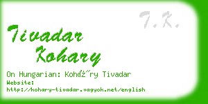 tivadar kohary business card